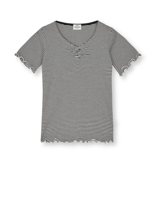 2x2 Cotton Stripe Tiki Tee, Black/Vanilla Ice