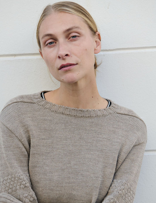 Wool Karoline Sweater, Beige Melange