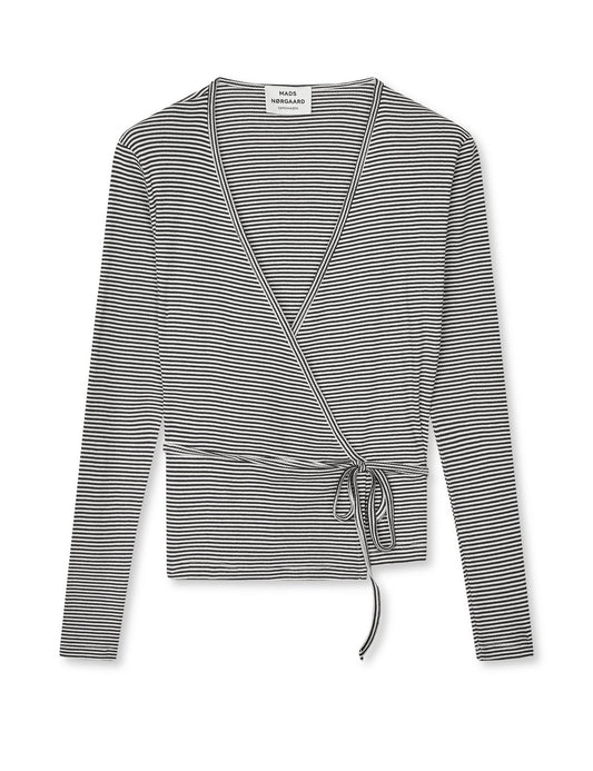 2x2 Cotton Stripe Susi LS Top, Black/Vanilla Ice