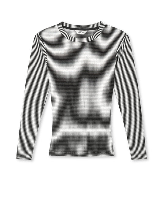 2x2 Cotton Stripe Tuba Tee LS, Black/Vanilla Ice