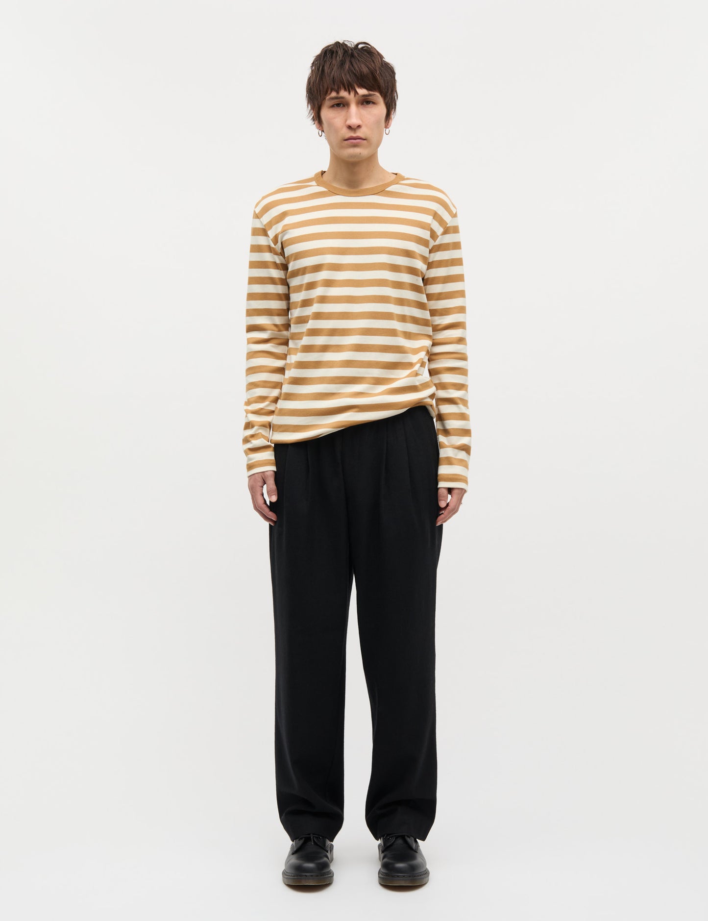 Midi Rib Tobias Tee LS, Seedpearl/Ermine