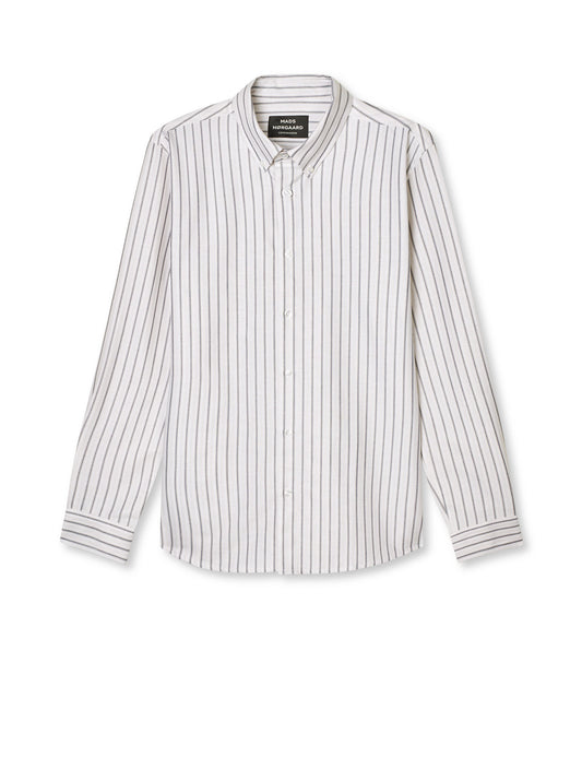Cotton Oxford Sune Stripe Shirt BD FAV, White/Parisian Night/Rainy Day