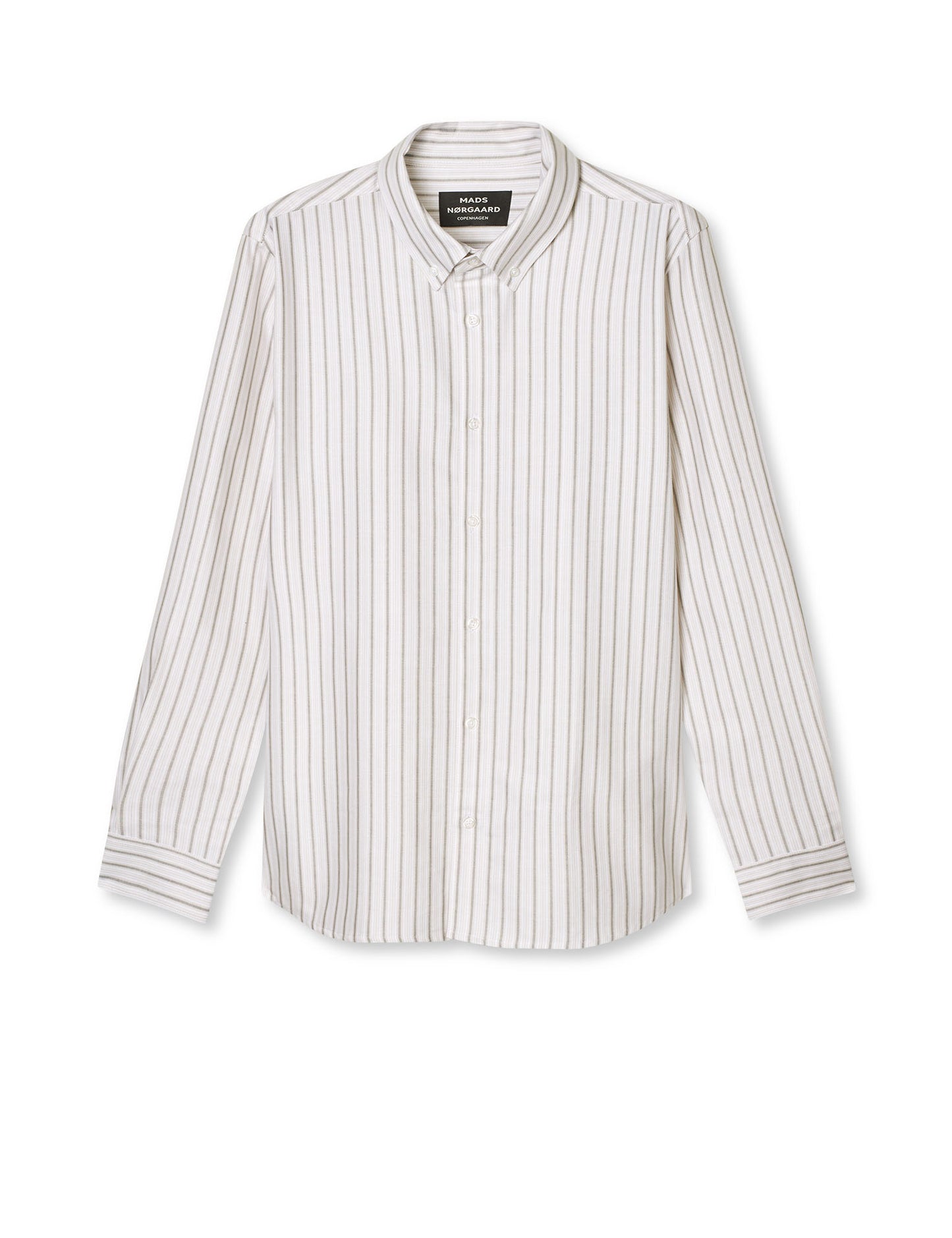 Cotton Oxford Sune Stripe Shirt BD FAV, White/Four Leaf Clover/Rainy D