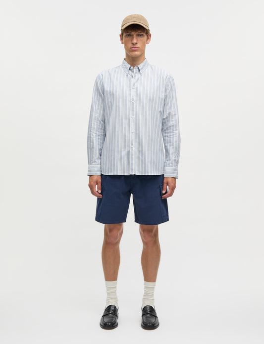 Cotton Oxford Sune Stripe Shirt BD FAV, Bright Cobalt