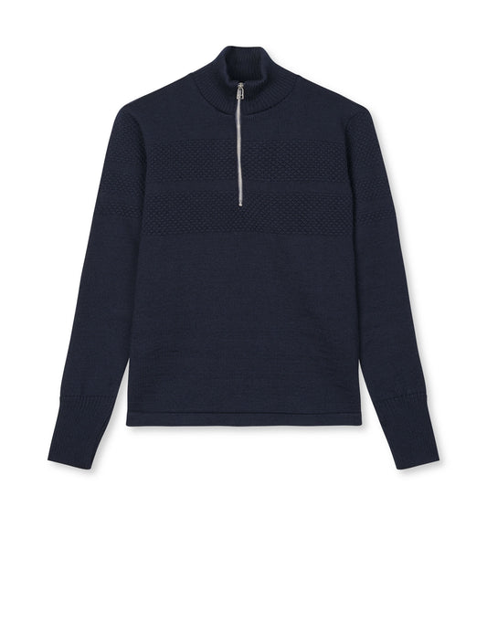 Wool Klemens Half Zip Knit, Sky Captain