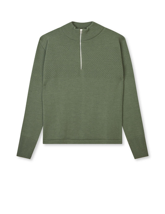 Wool Klemens Half Zip Knit, Four Leaf Clover