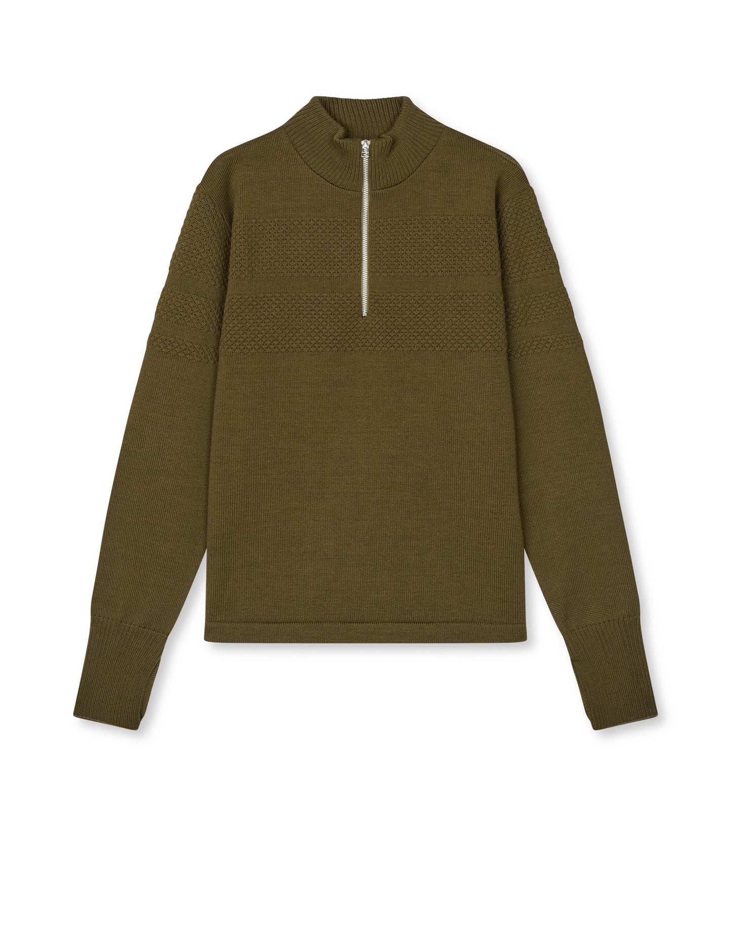 Wool Klemens Half Zip Knit, Beech