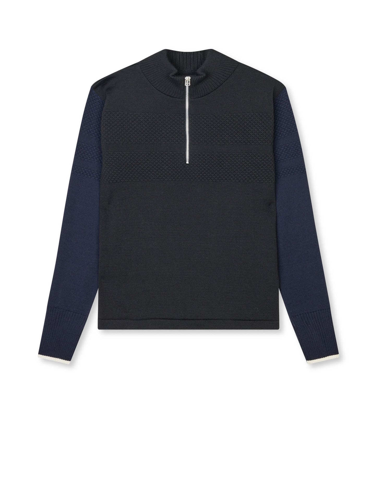 Wool Klemens Half Zip Knit, Parisian Night/Black