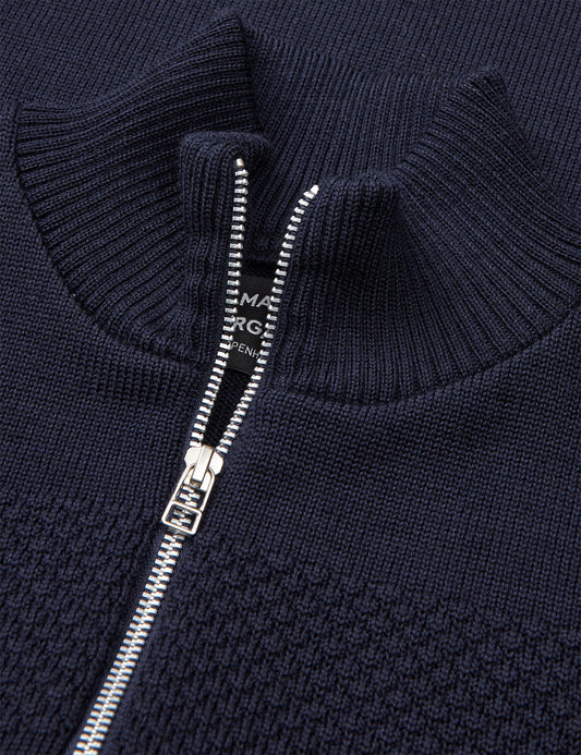 Wool Klemens Half Zip Knit, Parisian Night/Charcoal Melang