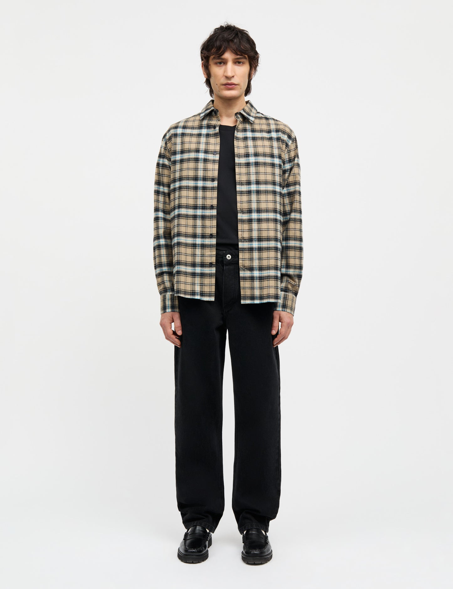 Cotton Flannel Check Sune Shirt, Silver Sage Check