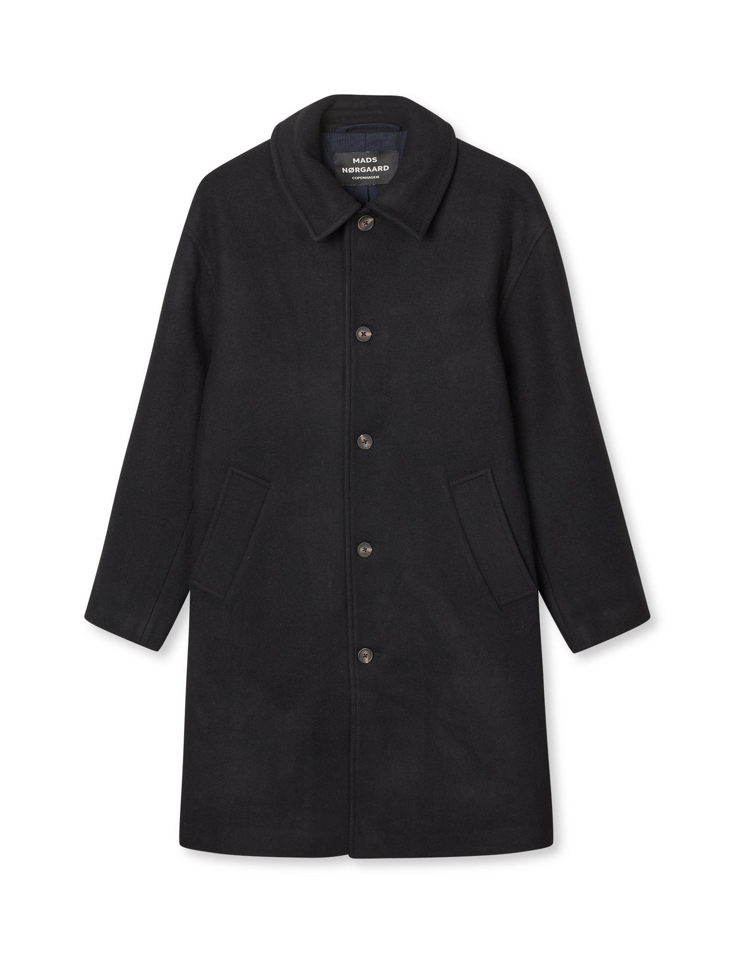 Compact Wool Curtis Coat, Black