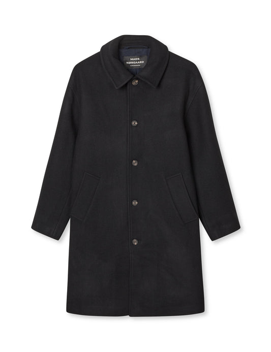 Compact Wool Curtis Coat, Black