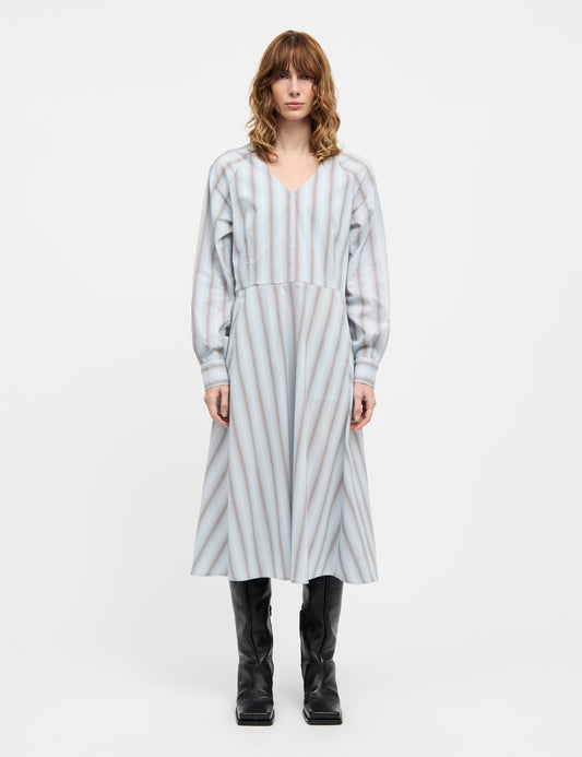 Poplinda Esme Dress, Shadow Pinstripe/Winery