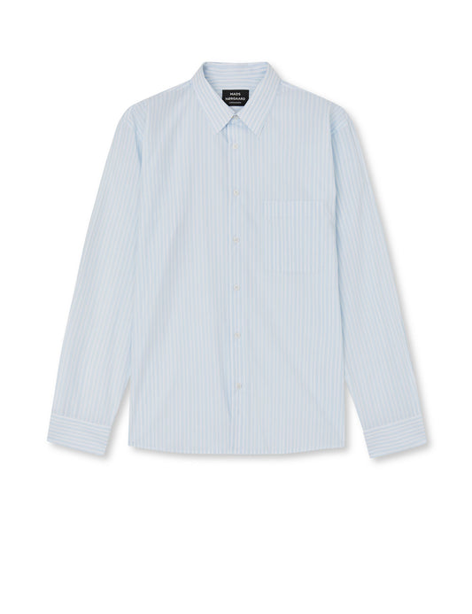 Prime Cotton Poplin Sune Shirt, Light Blue Stripe