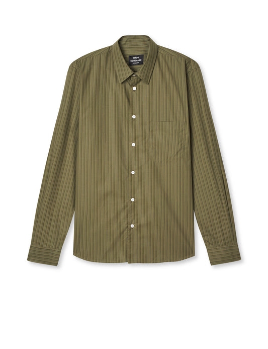 Prime Cotton Poplin Sune Shirt, Four Leaf Clover/Black Stripe