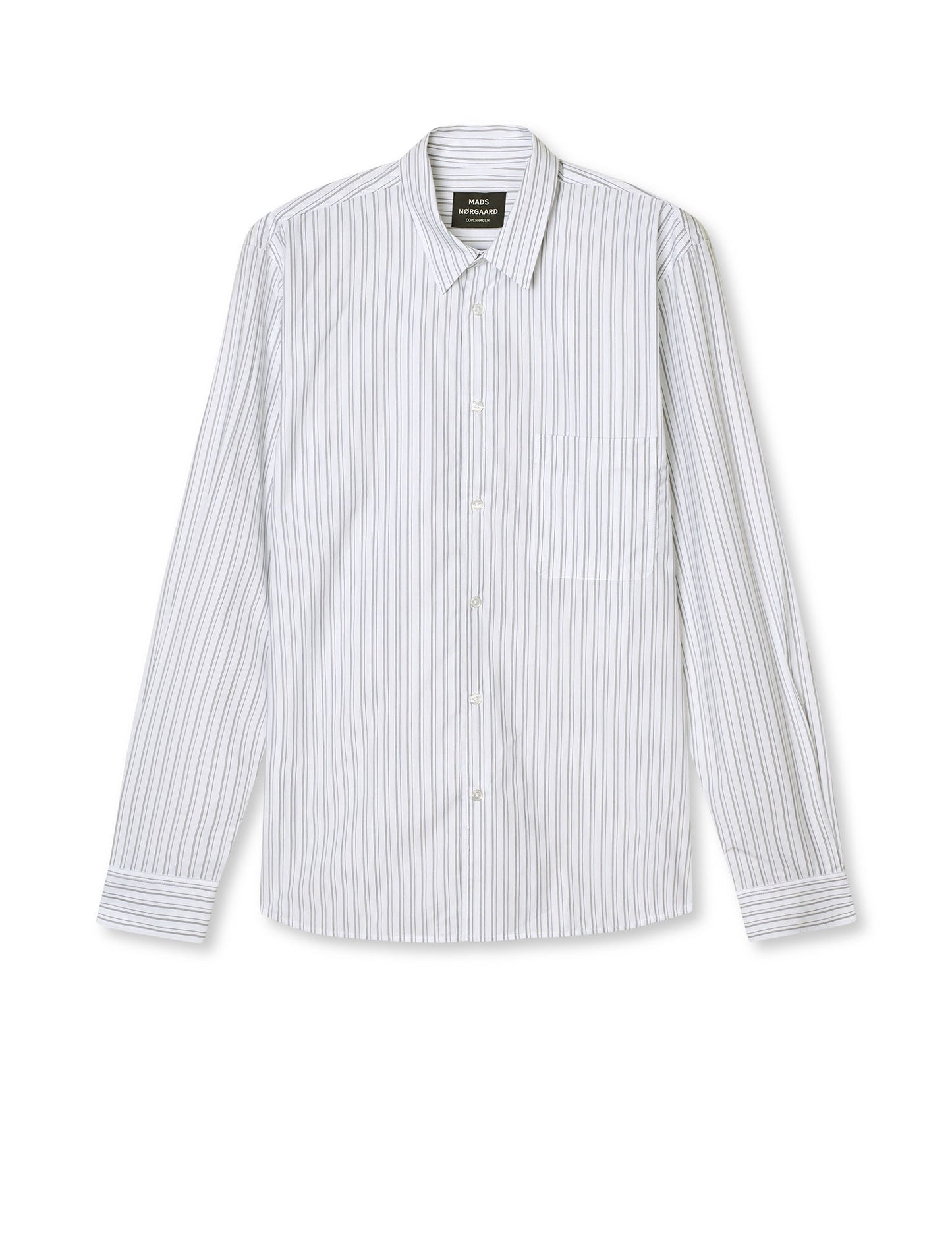 Prime Cotton Poplin Sune Shirt, White/Asphalt Stripe