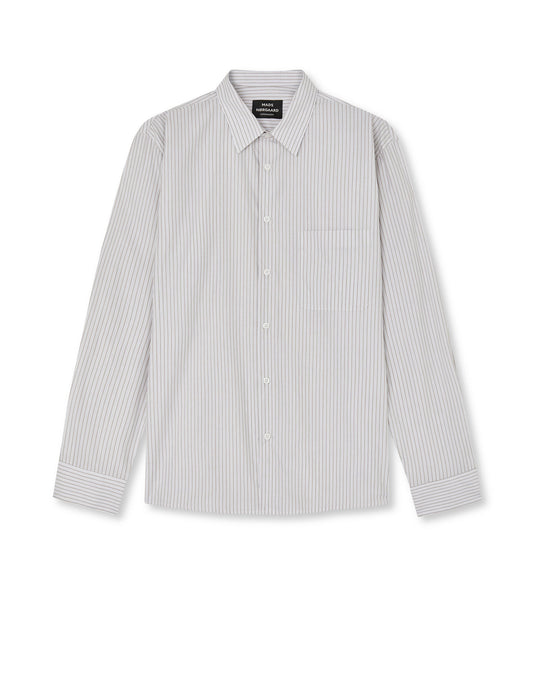 Prime Cotton Poplin Sune Shirt, Walnut Stripe