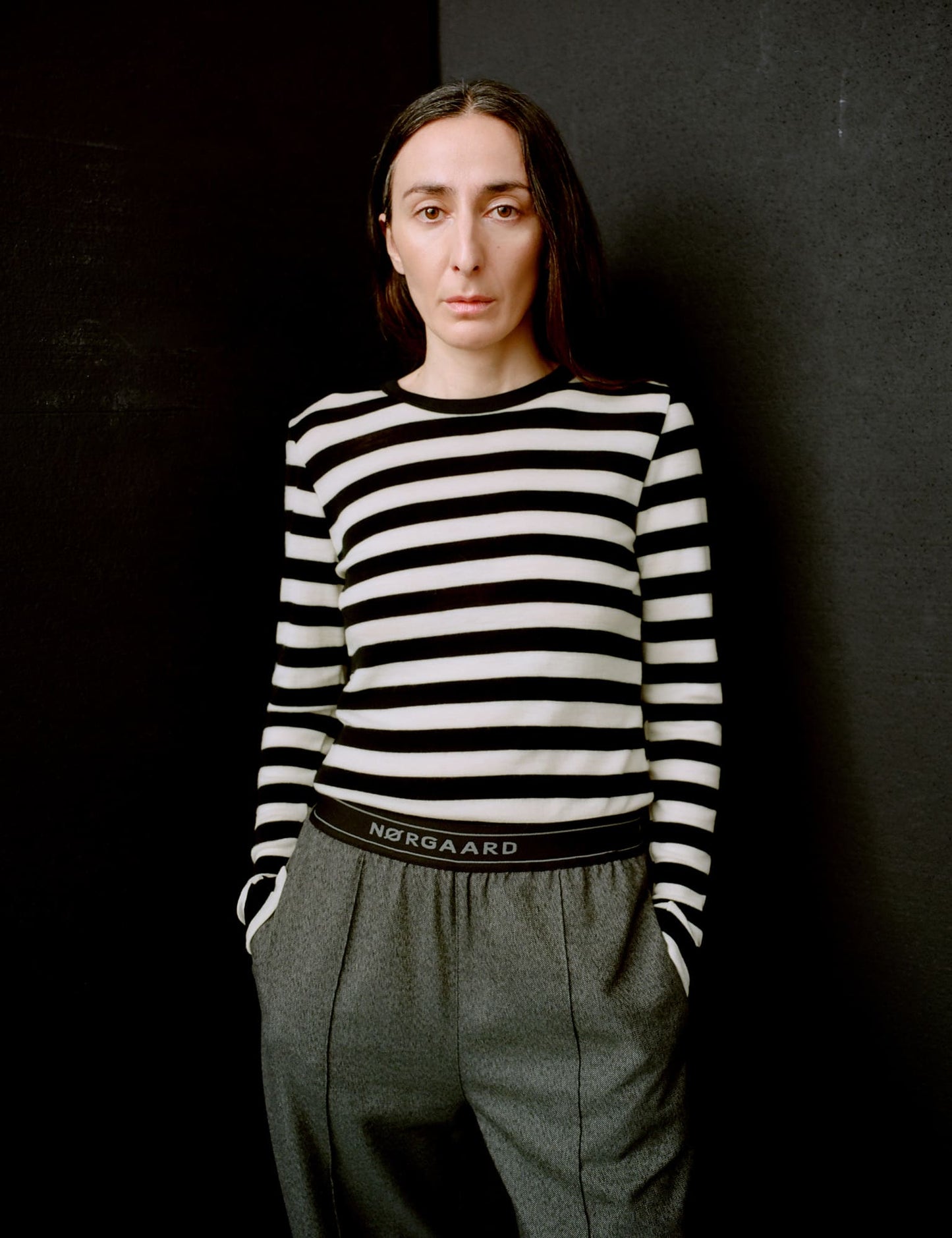 Melange Harly Pants, Dark Grey Melange