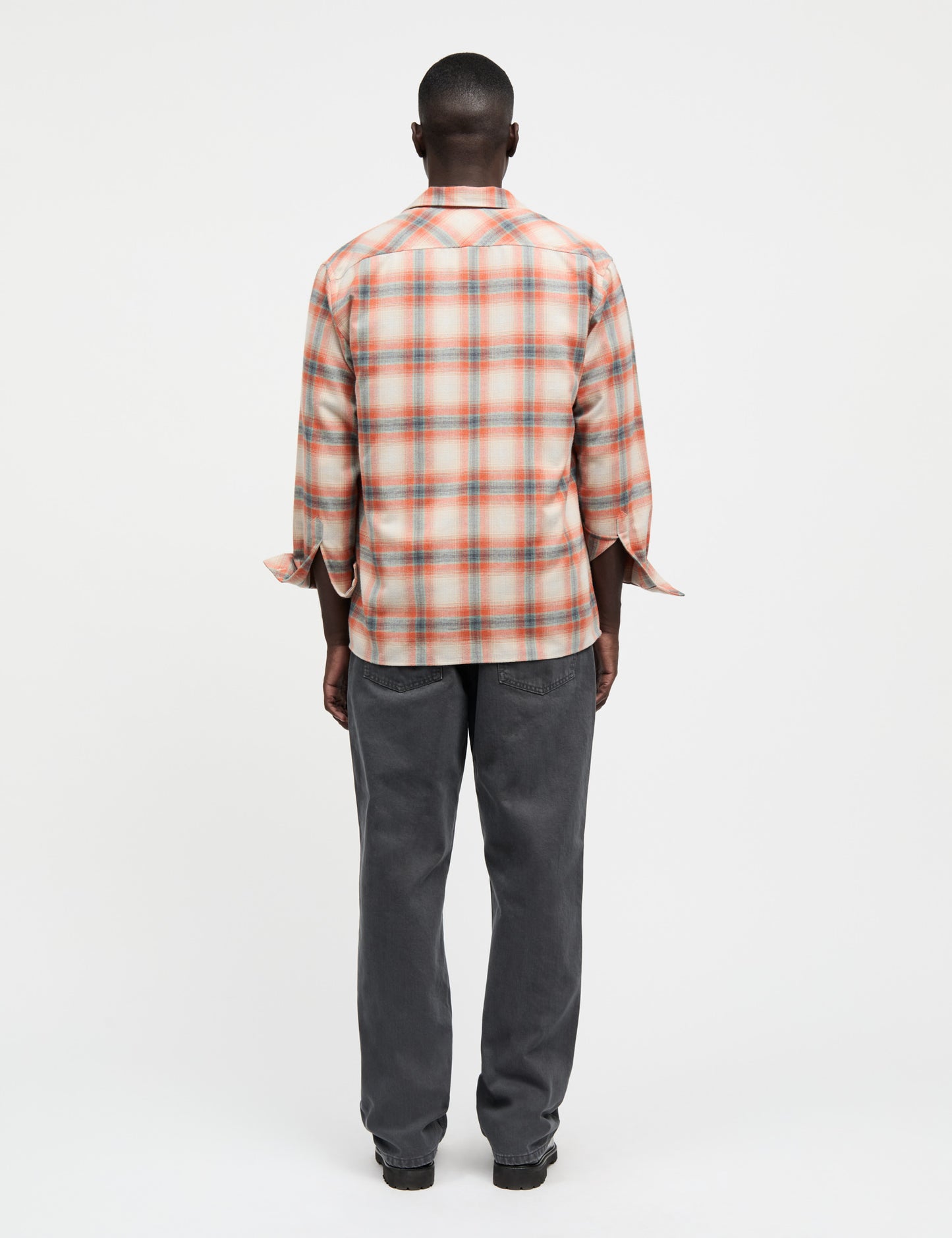 Check Cotton Tencel Luke Shirt, Orange Check