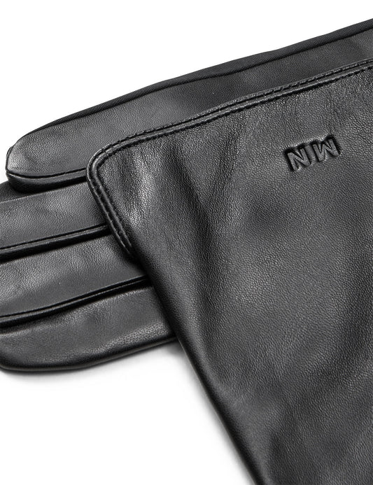 Tian Ace Long Leather Mix Glove, Black
