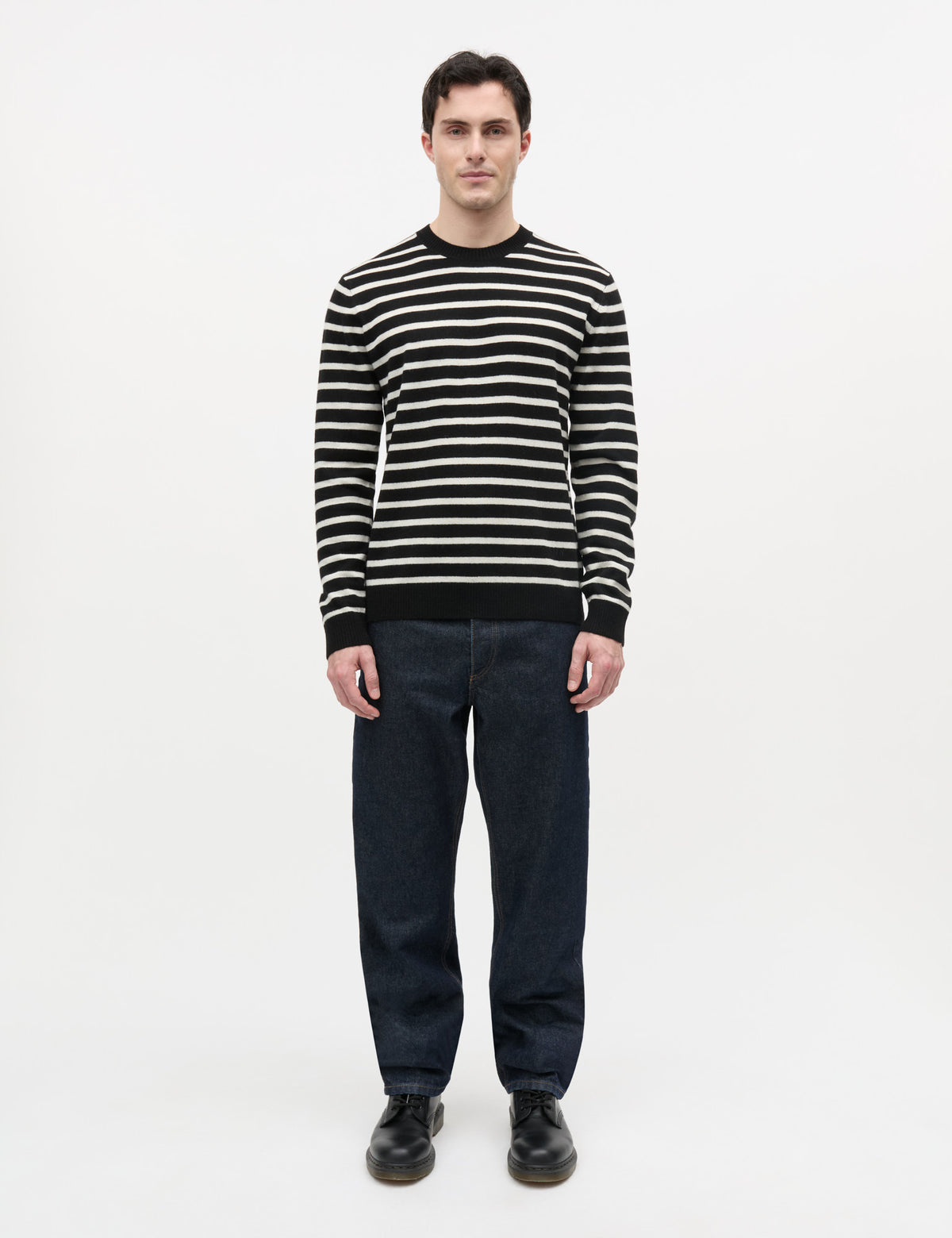 Super Wool Karsten Stripe Knit, Black/Vanilla Ice