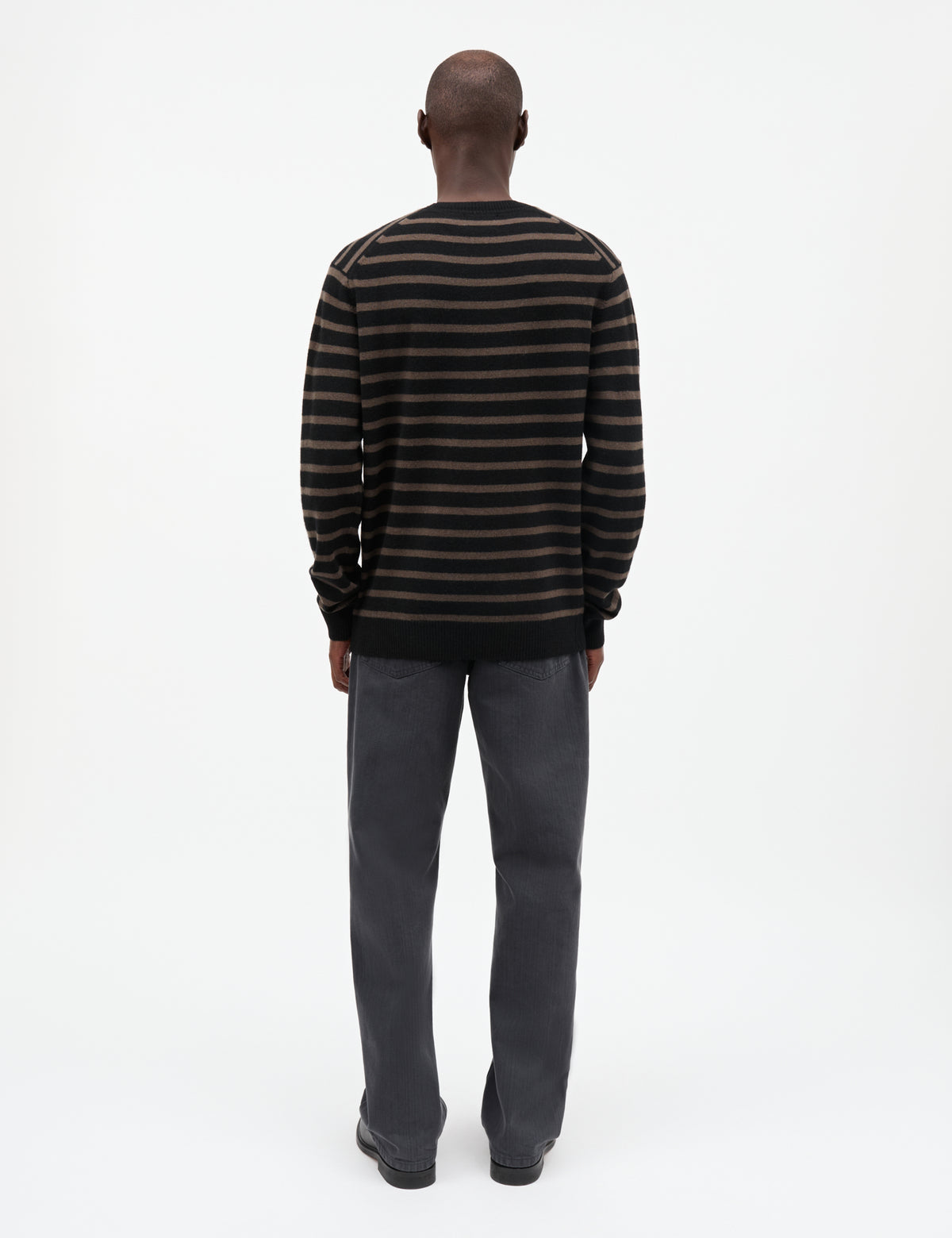 Super Wool Karsten Stripe Knit, Black/Turkish Coffee
