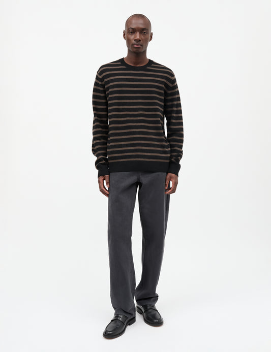 Super Wool Karsten Stripe Knit, Black/Turkish Coffee