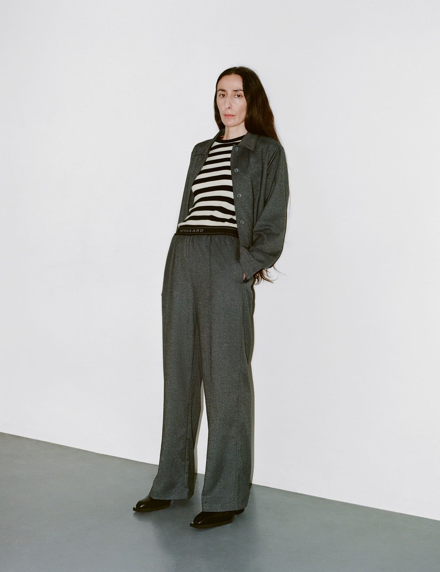 Fine Wool Sharon Knit, Black/Vanilla Ice