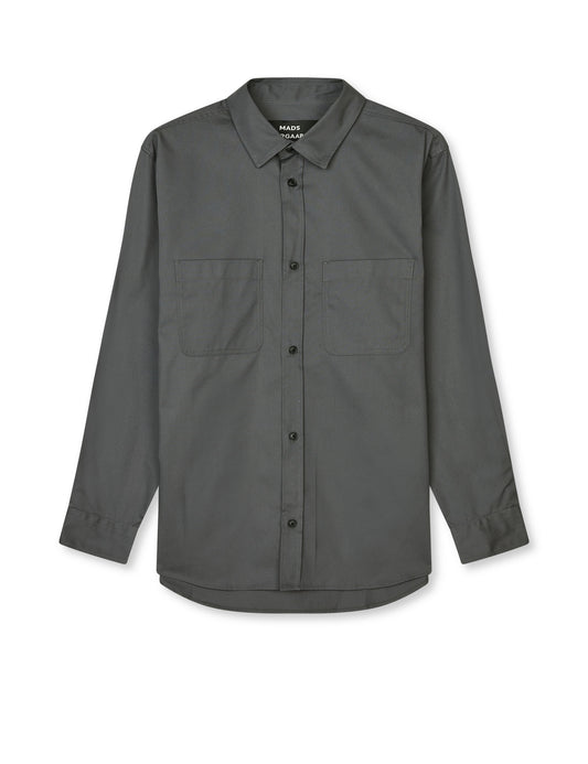 Narrow Twill Damon Shirt, Asphalt