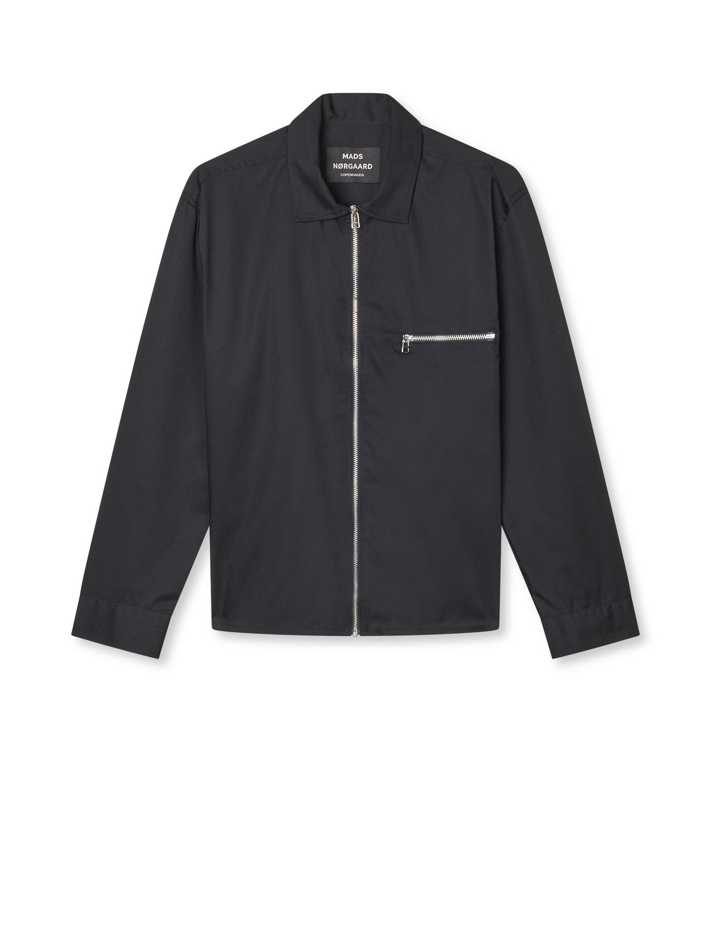 Narrow Twill Dexter Zip Shirt, Black