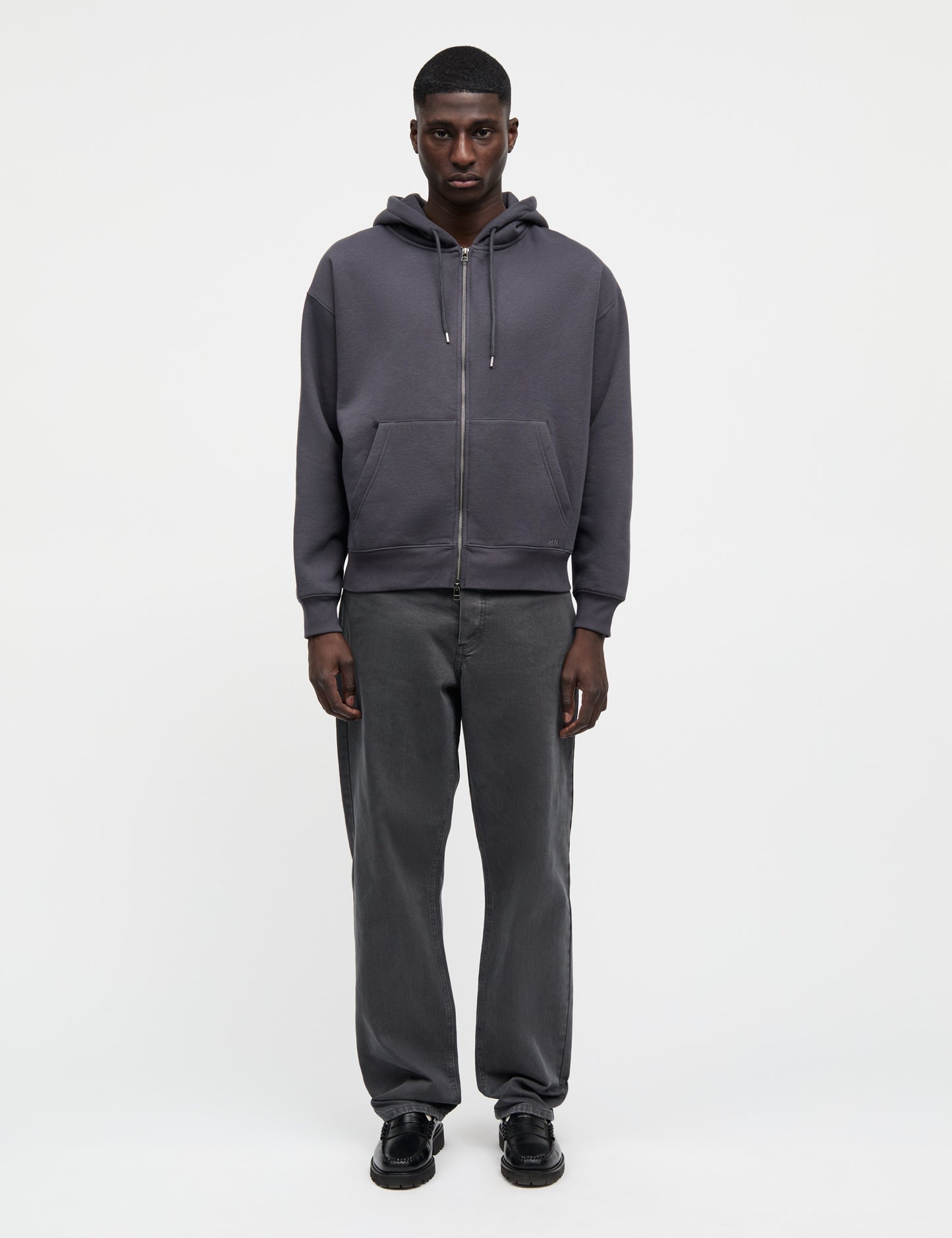 Standard Luka Hoodie Zip Sweat, Asphalt