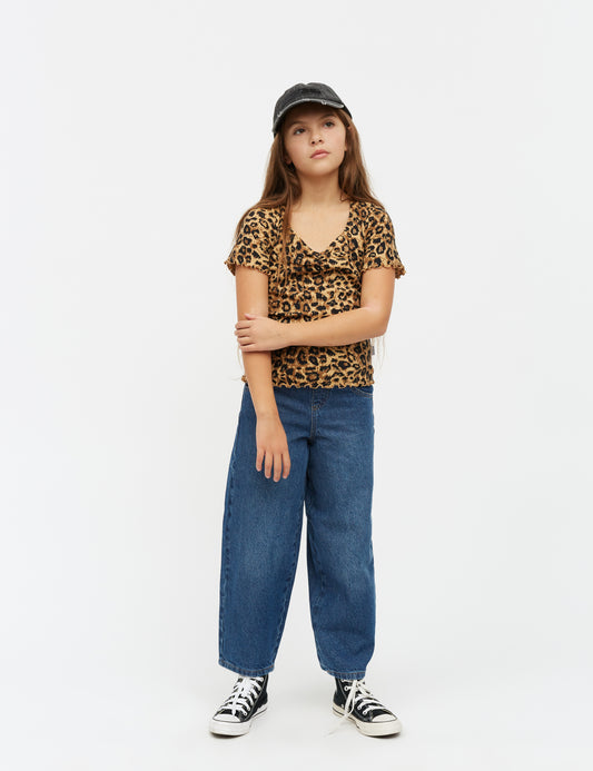 2x2 Cotton AOP  Tiki Tee, Leopard AOP/Black