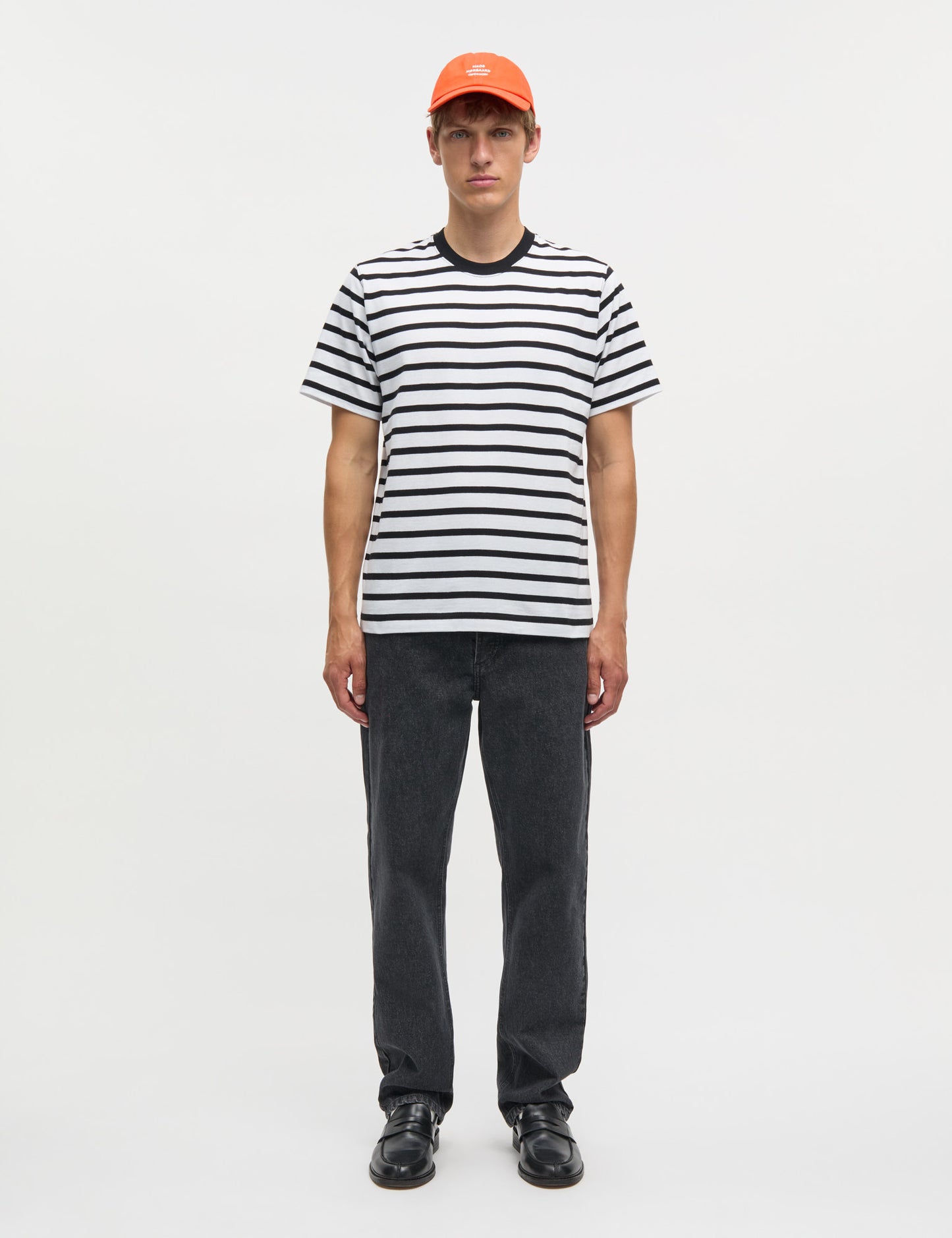Cotton Jersey Stripe Frode Tee, Black/White