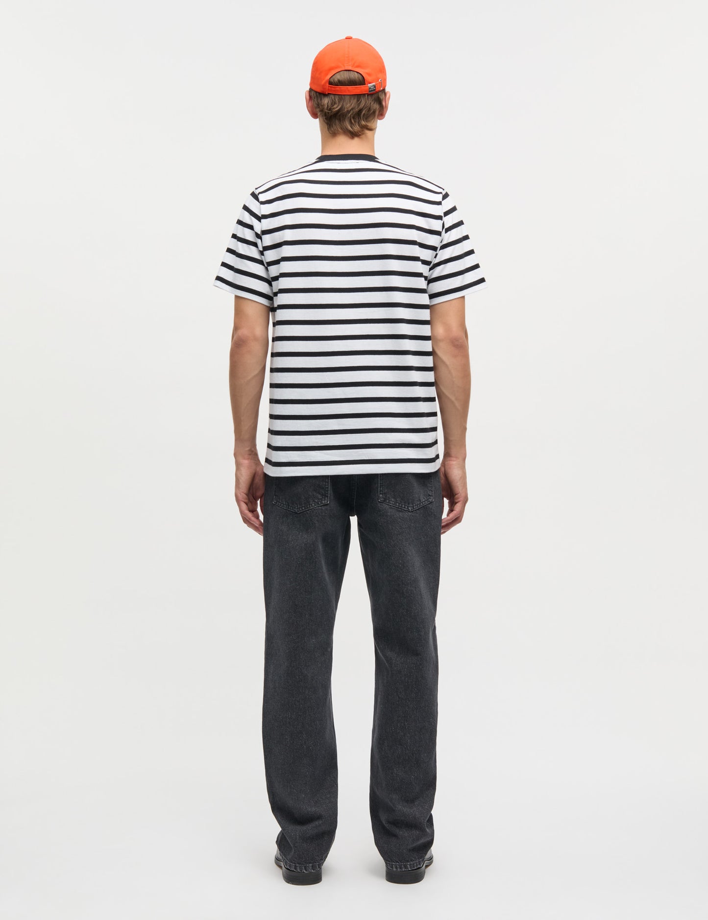 Cotton Jersey Stripe Frode Tee, Black/White