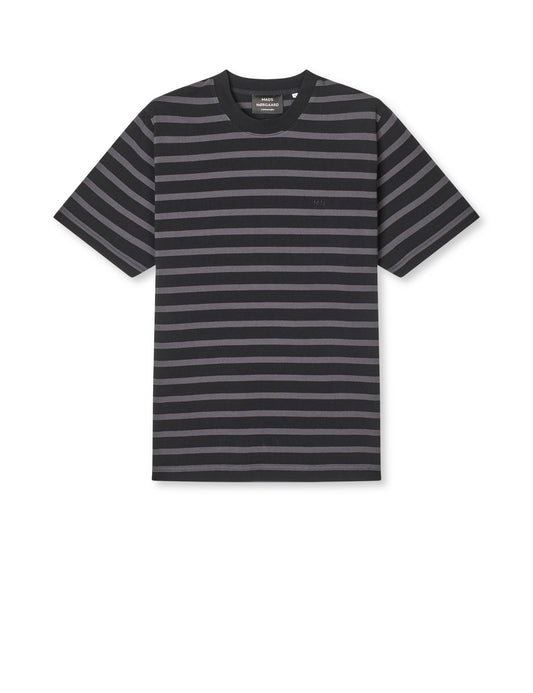 Cotton Jersey Stripe Frode Tee, Asphalt/Black