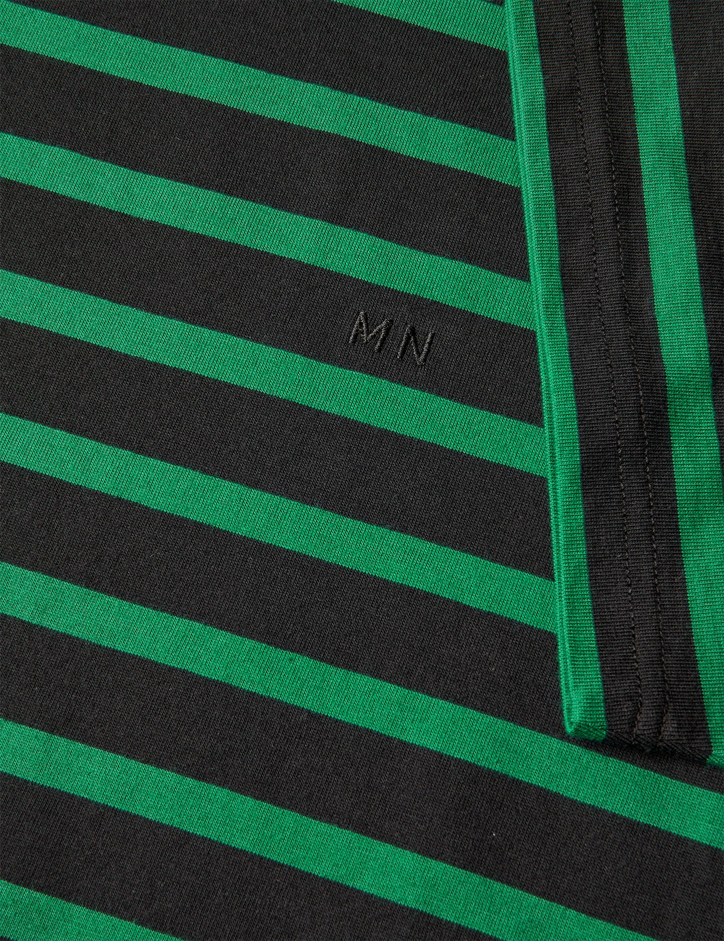 Cotton Jersey Stripe Frode Tee, Black/Verdant Green
