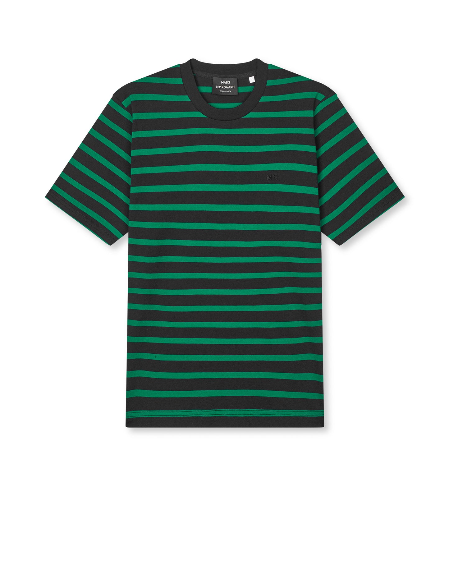 Cotton Jersey Stripe Frode Tee, Black/Verdant Green