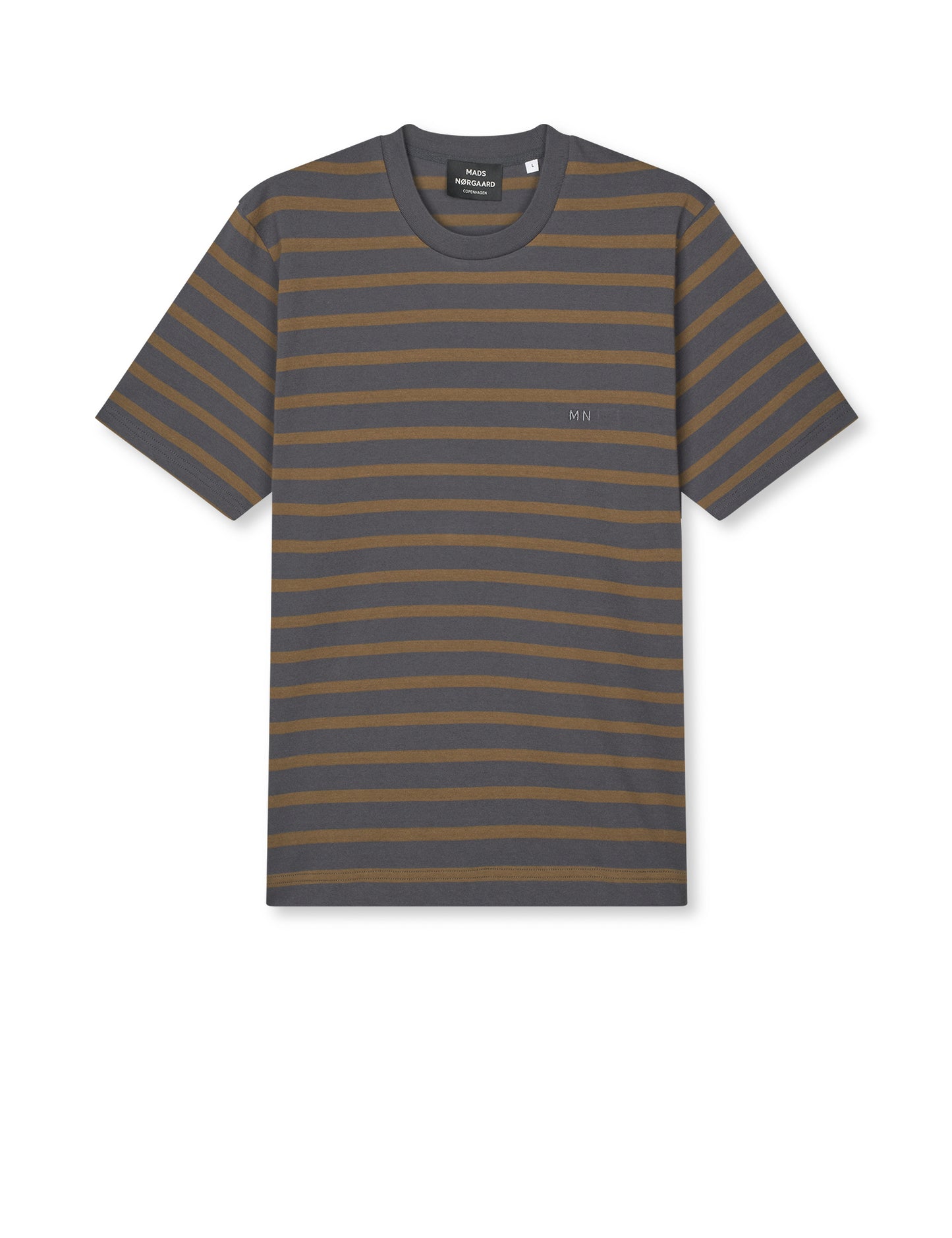 Cotton Jersey Stripe Frode Tee, Asphalt/Beech