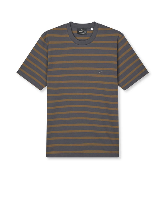Cotton Jersey Stripe Frode Tee, Asphalt/Beech