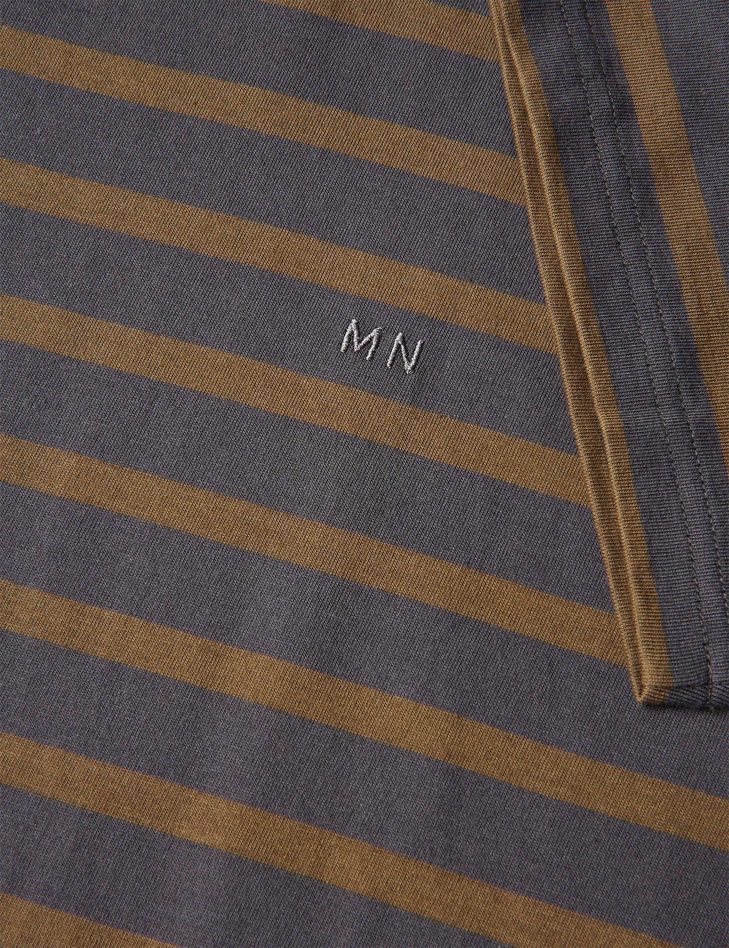 Cotton Jersey Stripe Frode Tee, Asphalt/Beech