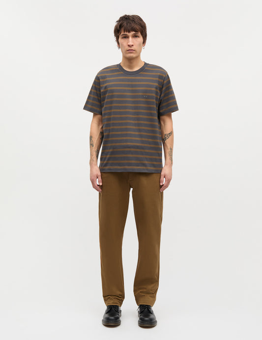 Cotton Jersey Stripe Frode Tee, Asphalt/Beech