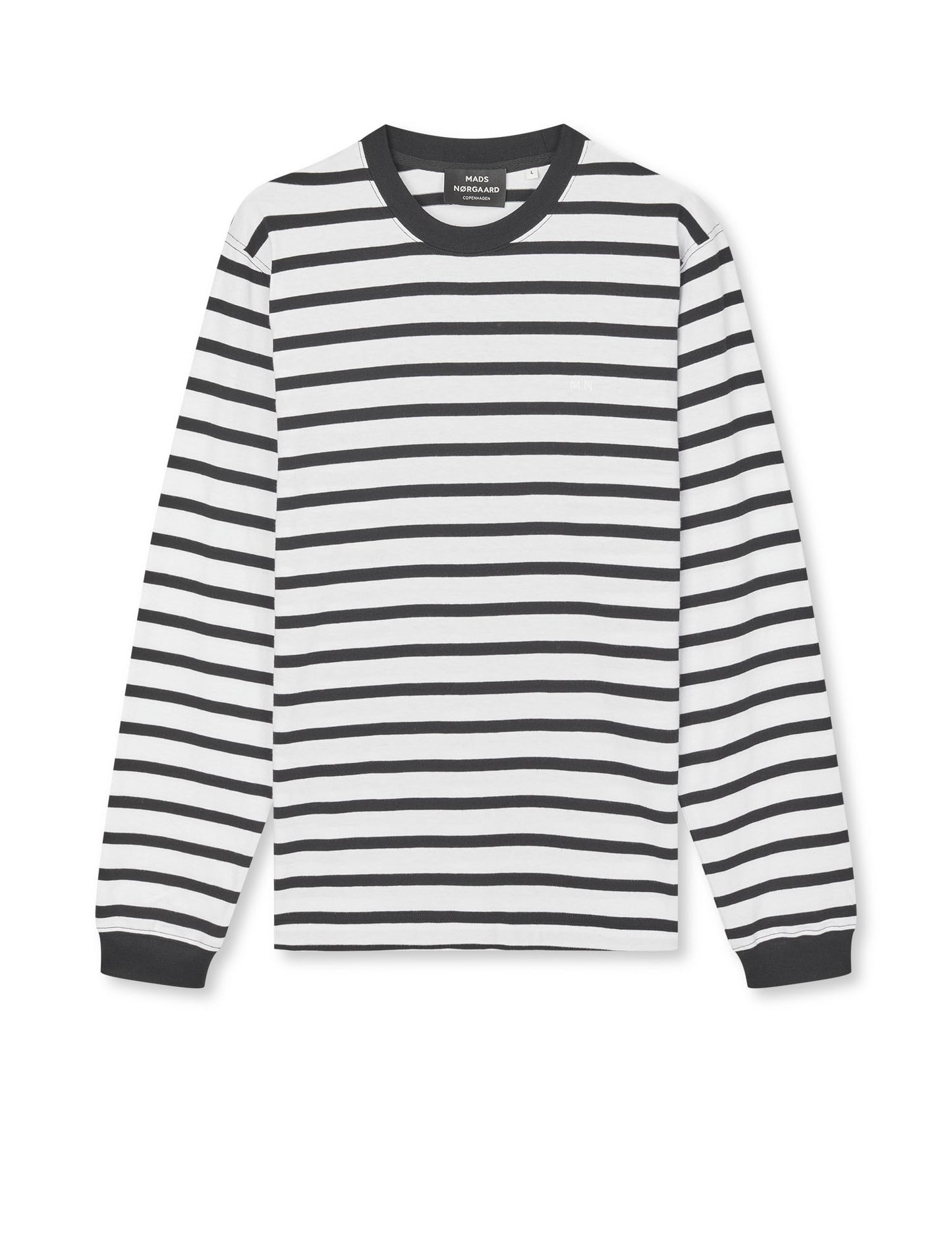 Cotton Jersey Stripe Frode Tee LS, Black/White