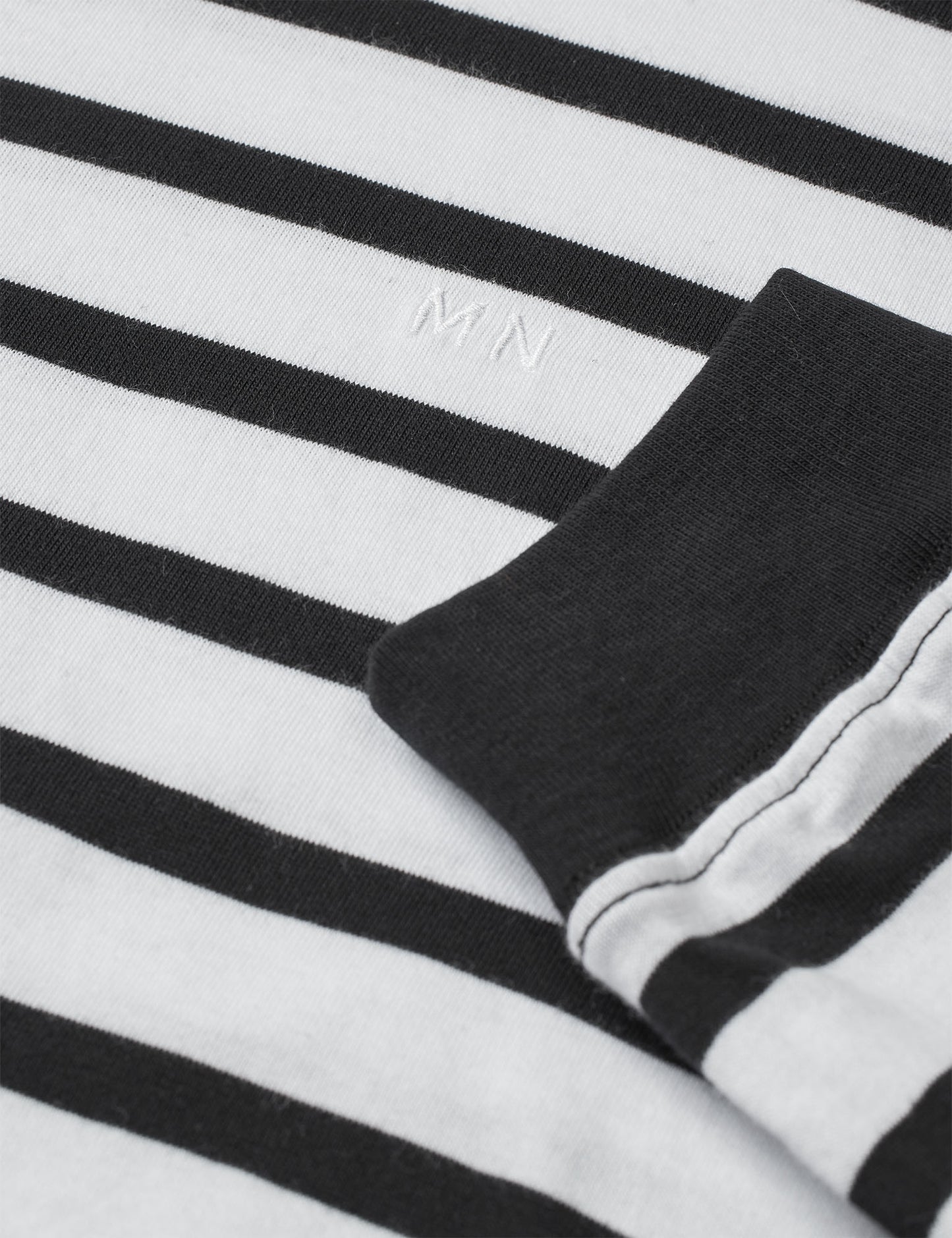 Cotton Jersey Stripe Frode Tee LS, Black/White