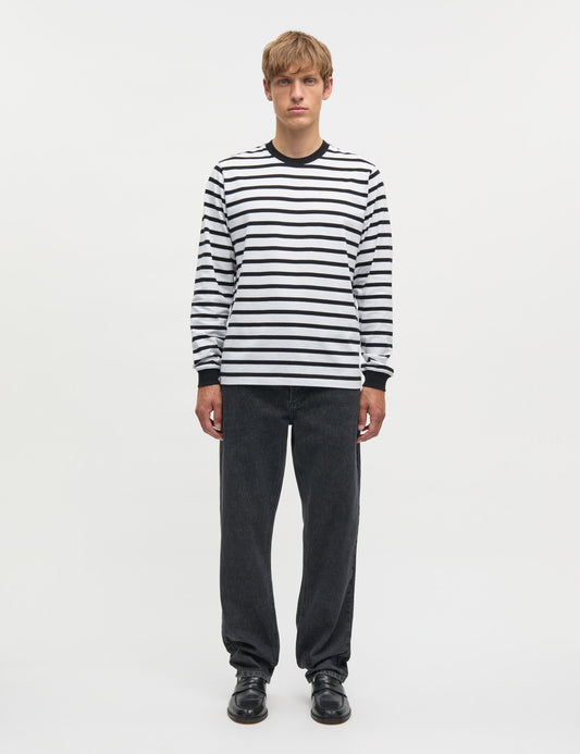 Cotton Jersey Stripe Frode Tee LS, Black/White