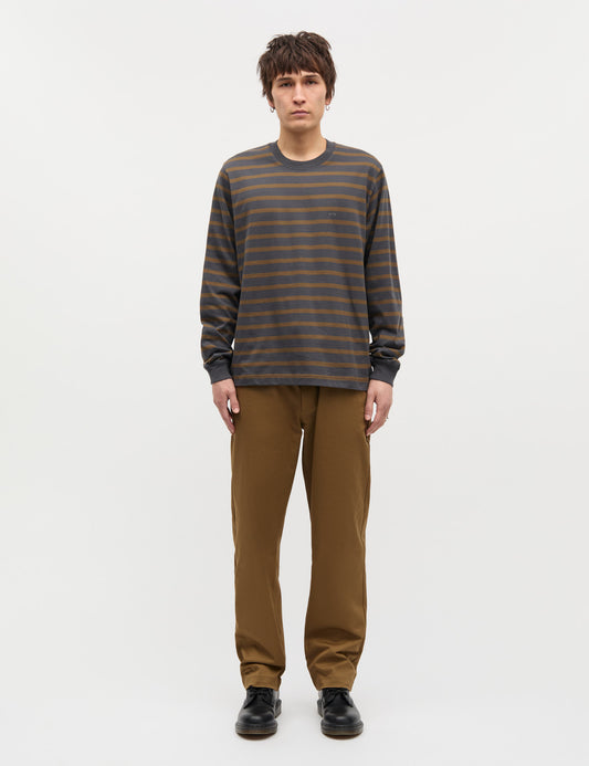 Cotton Jersey Stripe Frode Tee LS, Asphalt/Beech