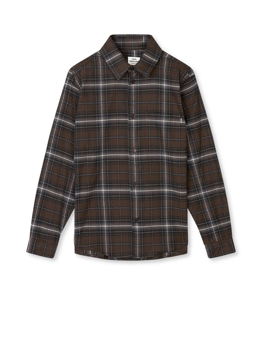 Cotton Flannel Svano Shirt, Demitasse Check