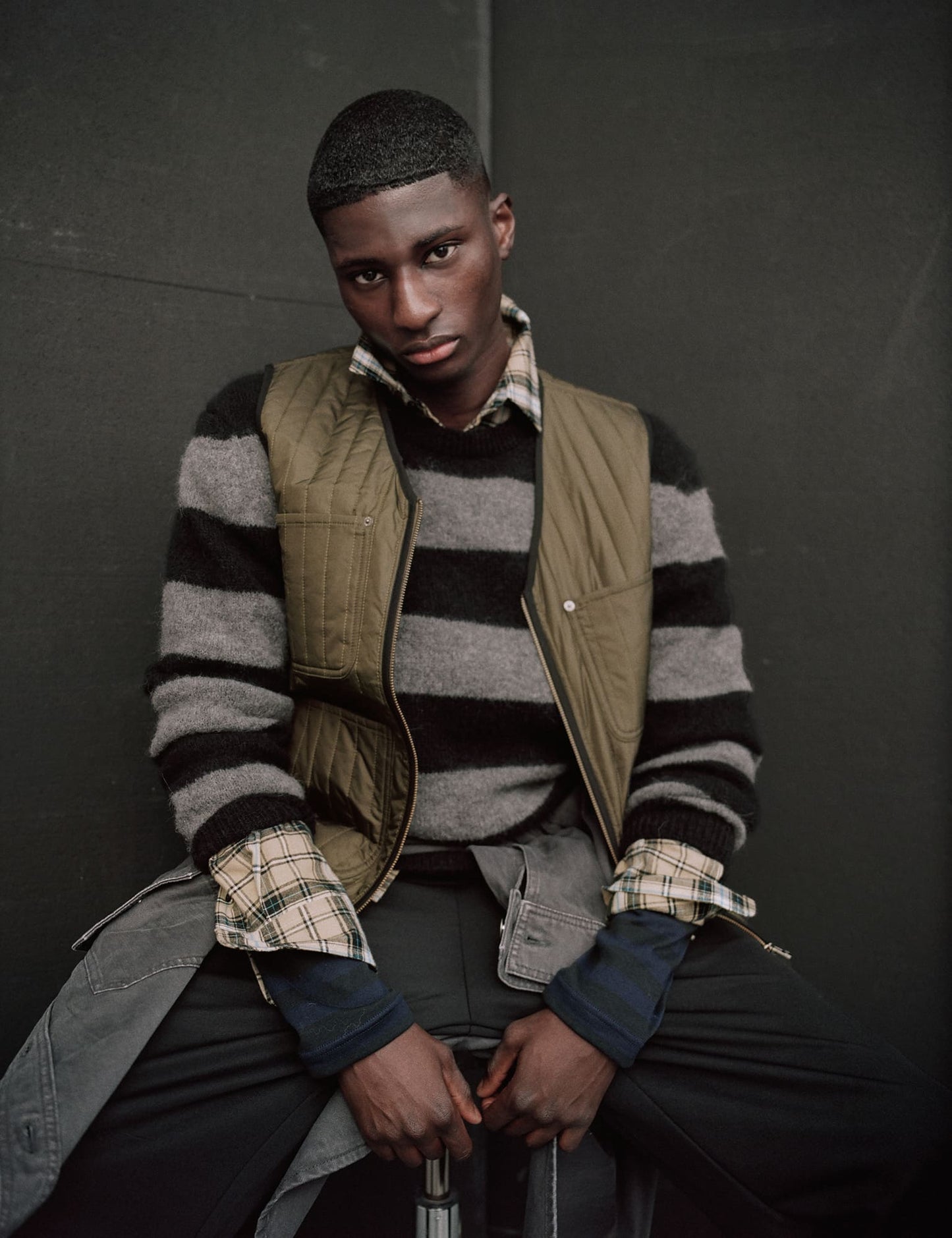 Alpaca Vilhelm Stripe Knit, Black/Asphalt