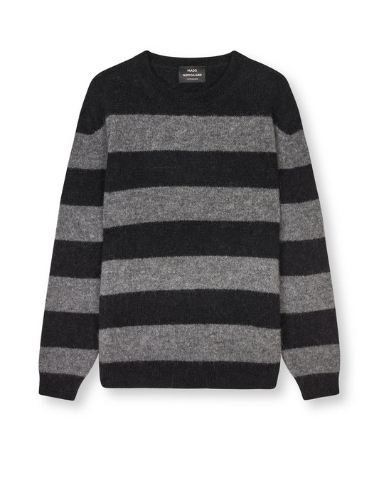 Alpaca Vilhelm Stripe Knit, Black/Asphalt