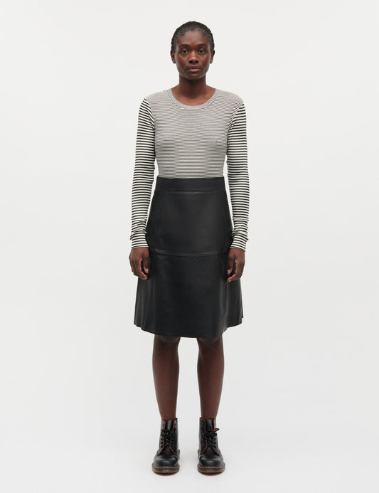 2x2 Cotton Stripe Tuba Tee LS, Vanilla Ice/Black