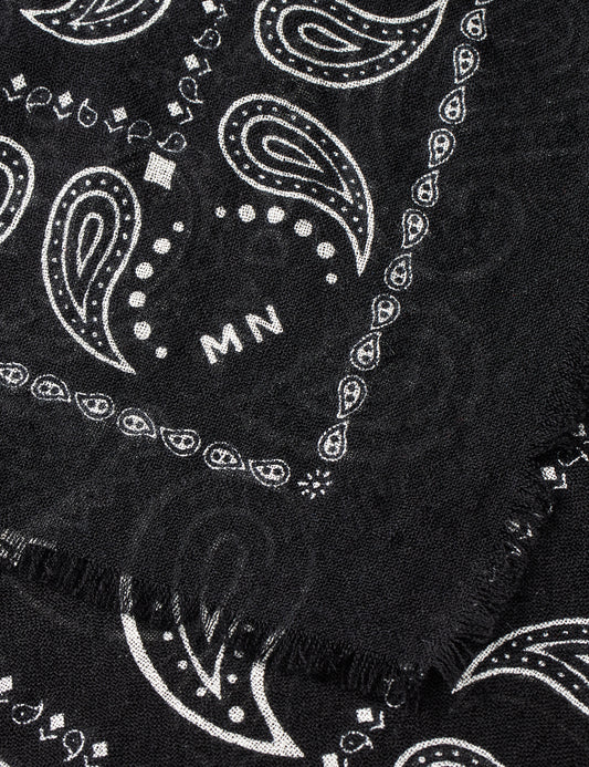 Soft Wool Self Scarf, Paisley AOP/Black